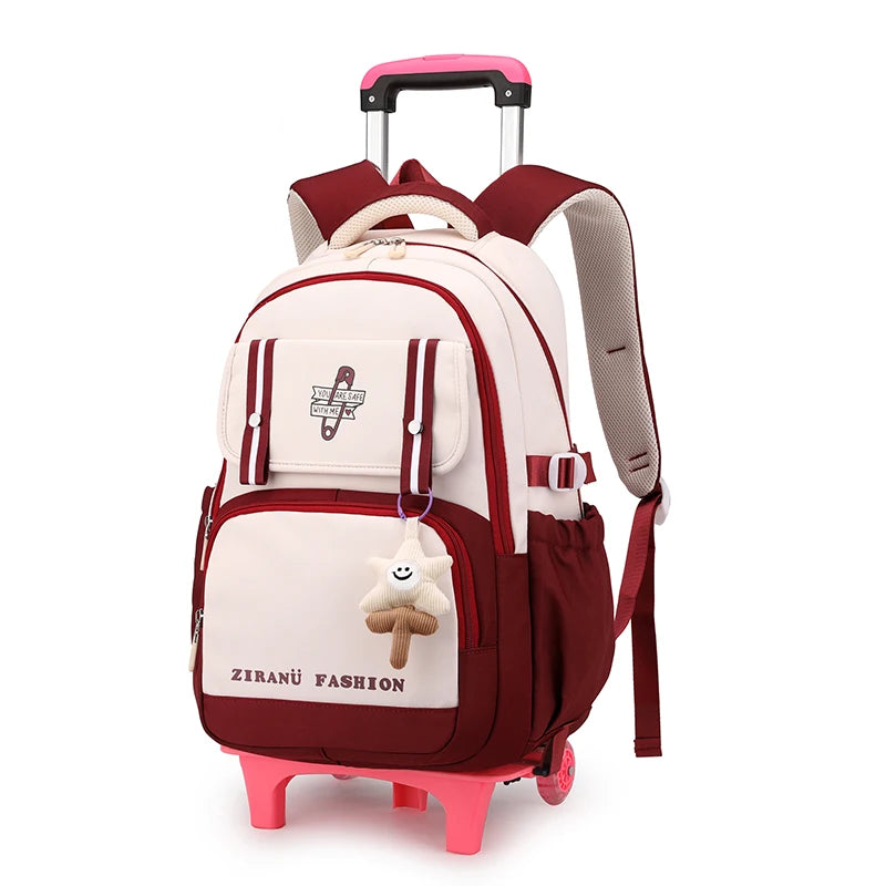 School Backpack with wheels Rolling Backpack for Girls Kids Student Wheeled Backpack Trolley School Bag Travel Trolley Luggage