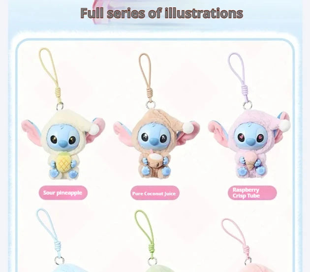 Miniso Stitch Eat Something Before Sleep Series Blind Box Plush Vinyl Toys Cute Doll Replica Mystery Box Bag Pendant Decor Gift