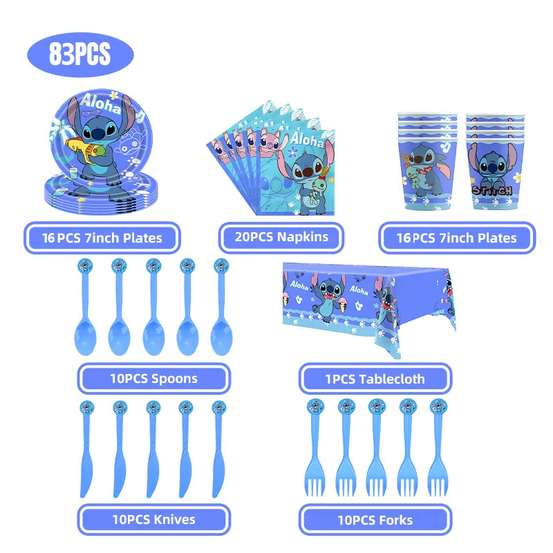 Stitch Party Supplies For Child Lilo And Stitch Birthday Party Decorations Balloons Banner Tablecloth Backdrop Tableware