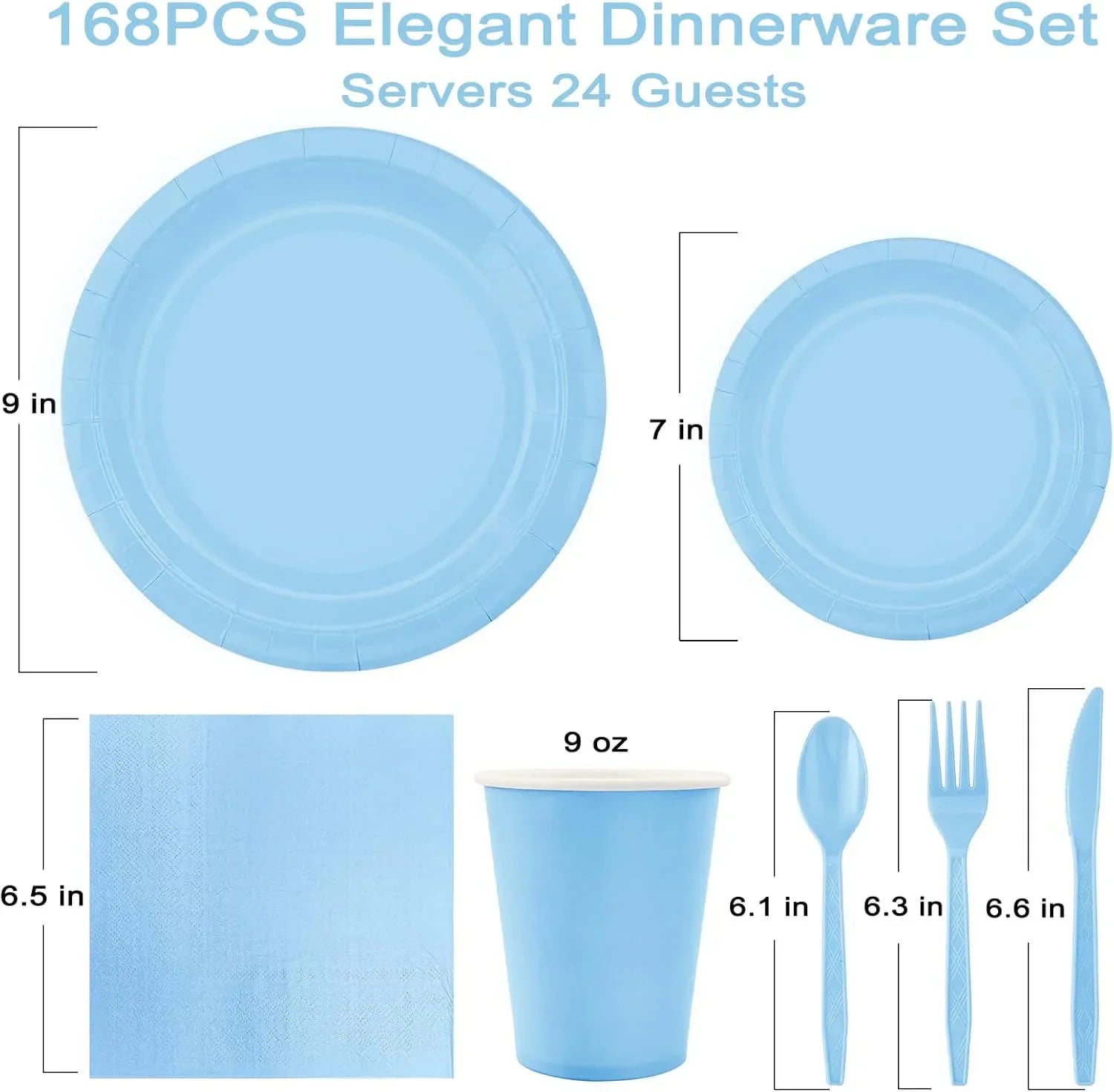 Solid Light Blue Theme Birthday Super Girls Decorations Party Disposable Tableware Paper Napkins Cups Plates Tablecloths Straws