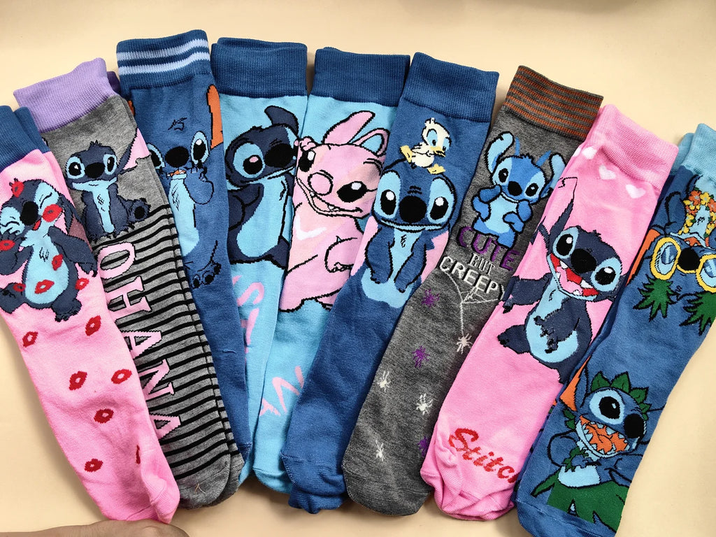 Diseny Stitch Cartoon Long Woman Socks Stitch Kawaii Men Socks Creative Skateboard socks Fashion knee-high Socks Size 37-45