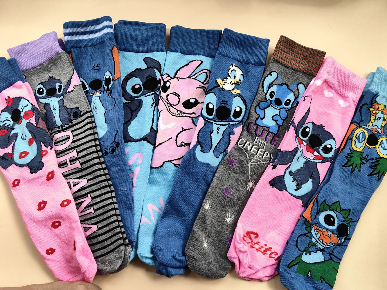 Diseny Stitch Cartoon Long Woman Socks Stitch Kawaii Men Socks Creative Skateboard socks Fashion knee-high Socks Size 37-45