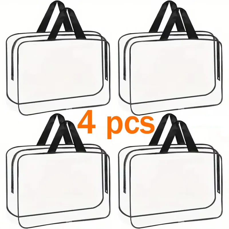 Large Toy Storage Bags Reusable Clear PVC Board Game Storage Travel Waterproof Organizer Bags for Books Building Blocks Puzzle
