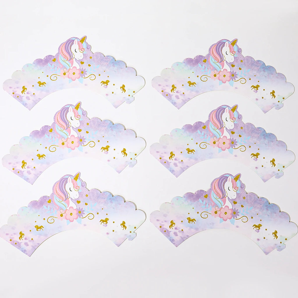 6pcs Rainbow Unicorn Cupcake Wrappers Cake Container Unicorn Birthday Party Cake Decorations Baby Shower Unicorn Party Supplies