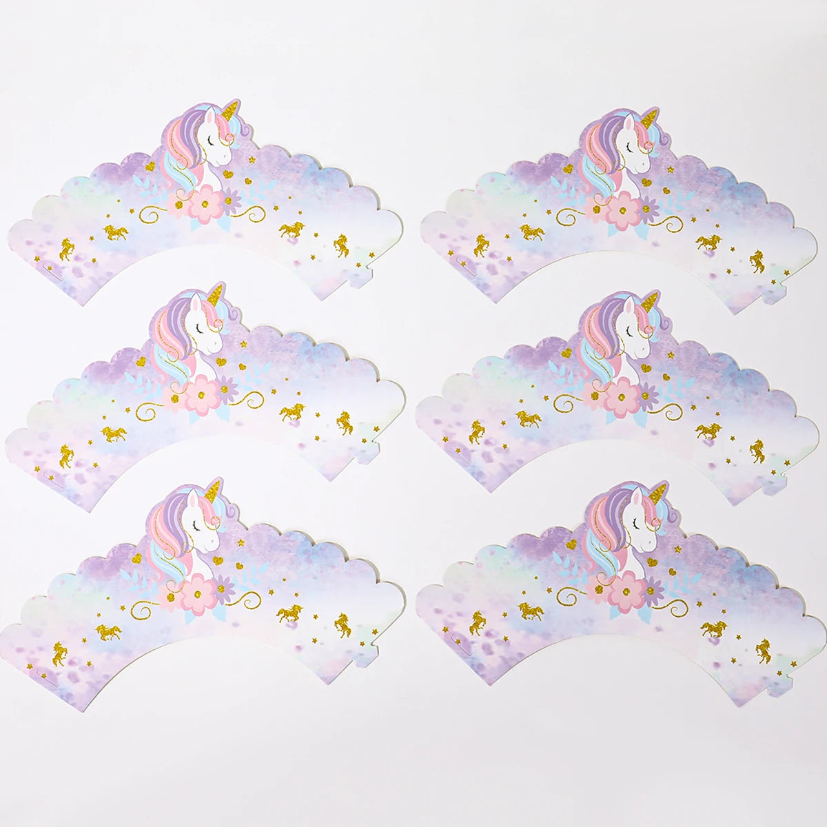 6pcs Rainbow Unicorn Cupcake Wrappers Cake Container Unicorn Birthday Party Cake Decorations Baby Shower Unicorn Party Supplies