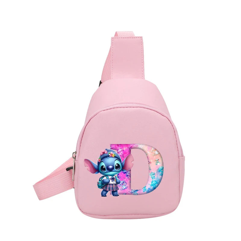 Cartoon Lilo&stitch Pu Chest Bag Mini Outdoor ShoulderBag Boy Girl Satchel Bags Costume Accessories Students Crossbady Bag Purse