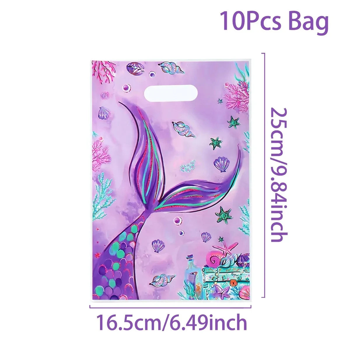10pcs Handbag Candy Bags Little Mermaid Birthday Party Decoration Kids Gift Bag 1st Birthday Baby Shower Party Supplies