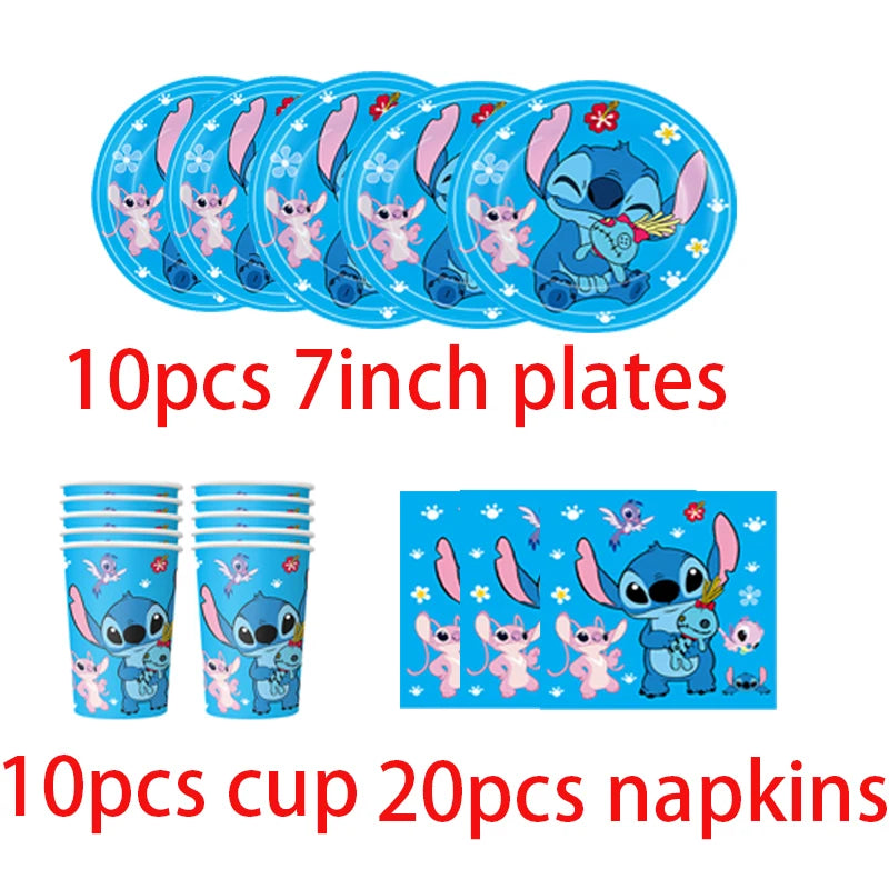 Lilo and Stitch Birthday Decorations Tableware Paper Cups Plate Napkins Cake Topper Balloons Birthday Decor Party Supplies Gift