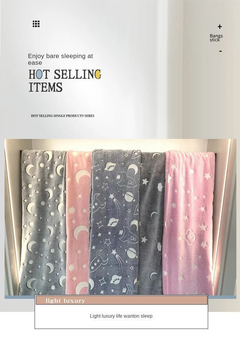 New spacecra Glow in The Dark Blanket Unicorn Gift for Kid Birthday Bedroom Decor Unicorns Toys Soft Cozy Luminous Throw Blanket