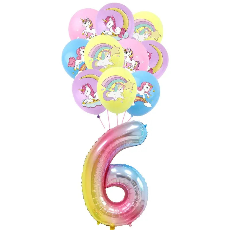 Unicorn Decoration For Birthday Girl Happy Birthday Unicorn Them Deco Kit Tableware Background Banner Balloons Supplies For Kids