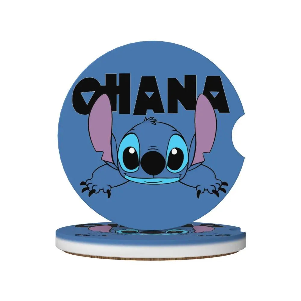 Kawaii Stitch Cartoon Car Cup Coaster 2PCS Universal Cup Holders Embedded in Ornaments Coaster Car Interior Accessories