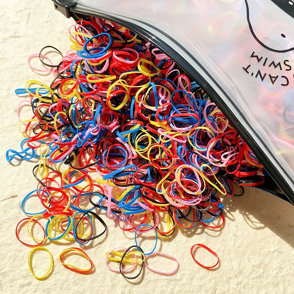 500pcs Girls Colourful Disposable Rubber Band Hair Ties Headband Children Ponytail Holder Bands Kids Hair Accessories Scrunchie
