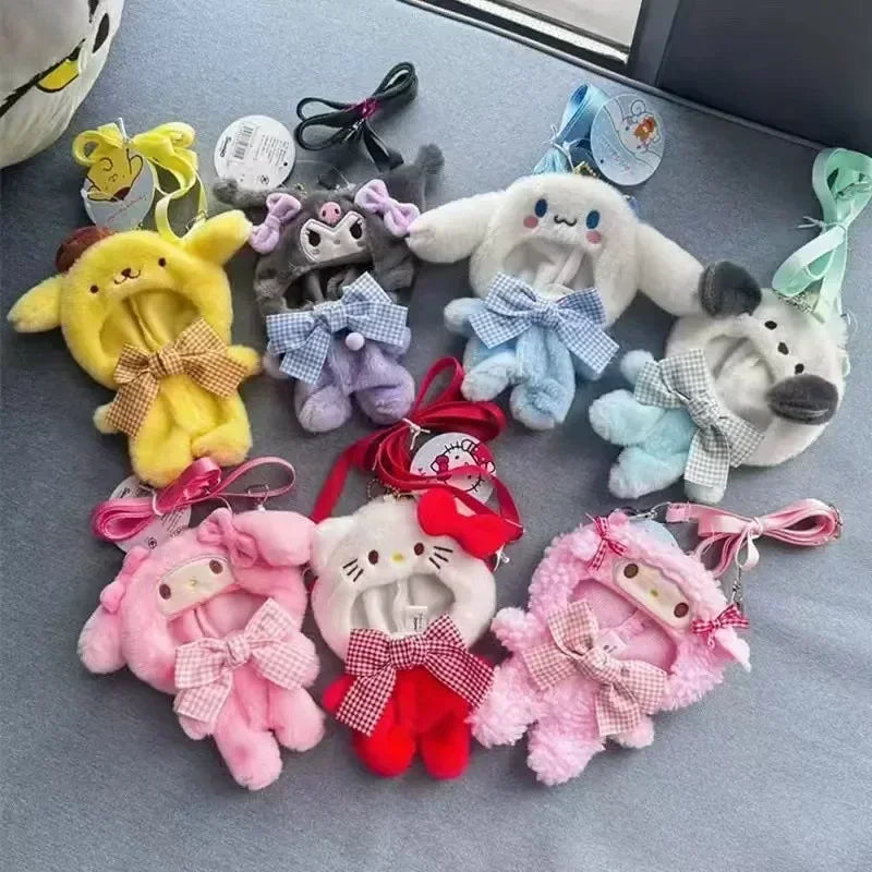 Sanrio Doll Clothes Head Covering Kawaii Anime Hello Kitty Kuromi Melody Cinnamoroll Clothing Cute Labubu Plush Clothes Gift