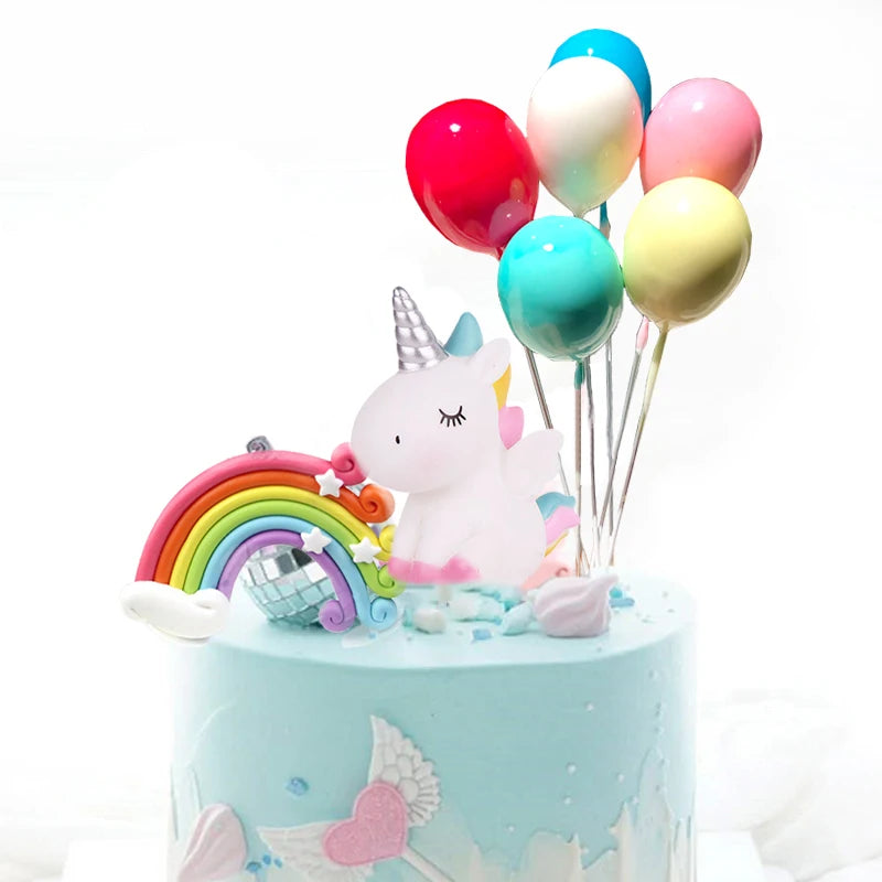 Unicorn Cake Toppers Rainbow Unicorn Horn Wings Girl Birthday Party DIY Decoration Cupcake Wrapper Unicorn Theme Party Supplies