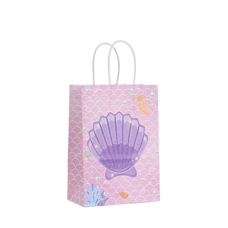 12Pcs Ocean Animal Theme Paper Gift Packing Bag Jellyfish Mermaid Shopping Candy Bag for Kids Birthday Baby Shower Party Decor