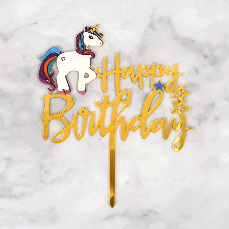Acrylic Cake Topper Happy Birthday Cake Decorations For Baby Shower Mermaid Unicorn Party supplies Wedding Dessert