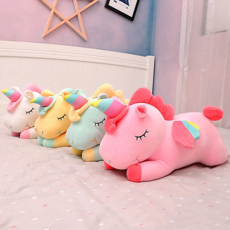 Cute Pony Plush Toy Rainbow Angel Unicorn Girl Heart Plush Doll Simulation Pony Stuffed Pillow Girlfriend Birthday Gift