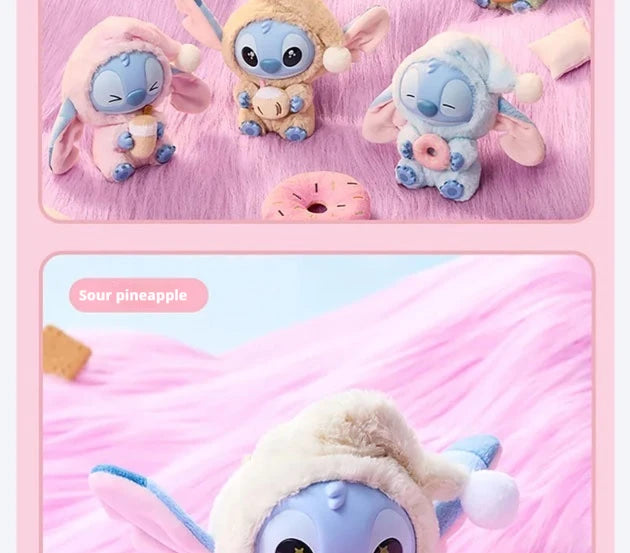 Miniso Stitch Eat Something Before Sleep Series Blind Box Plush Vinyl Toys Cute Doll Replica Mystery Box Bag Pendant Decor Gift