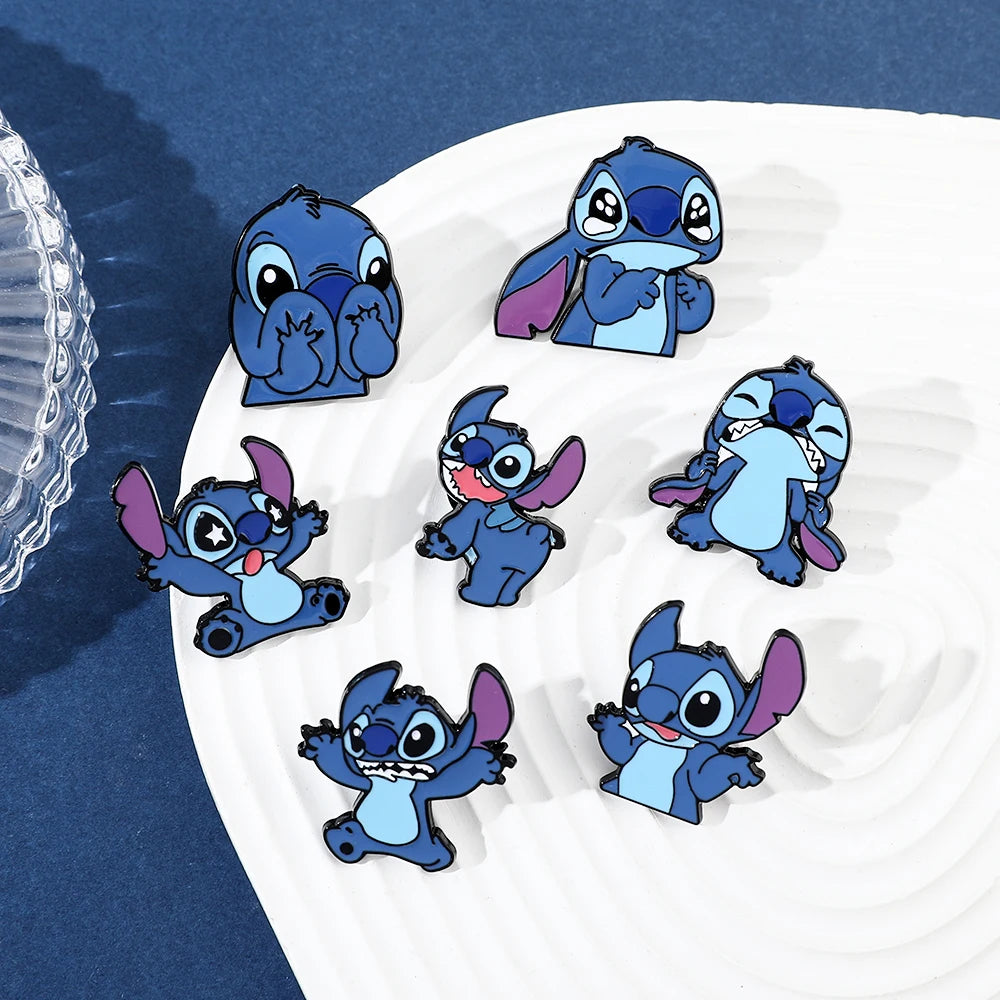 7 Pcs Creative Lilo&Stitch Brooch Personalized Stitch Enamel Pin Backpack Clothing Jewelry Metal Badge Accessories Gift
