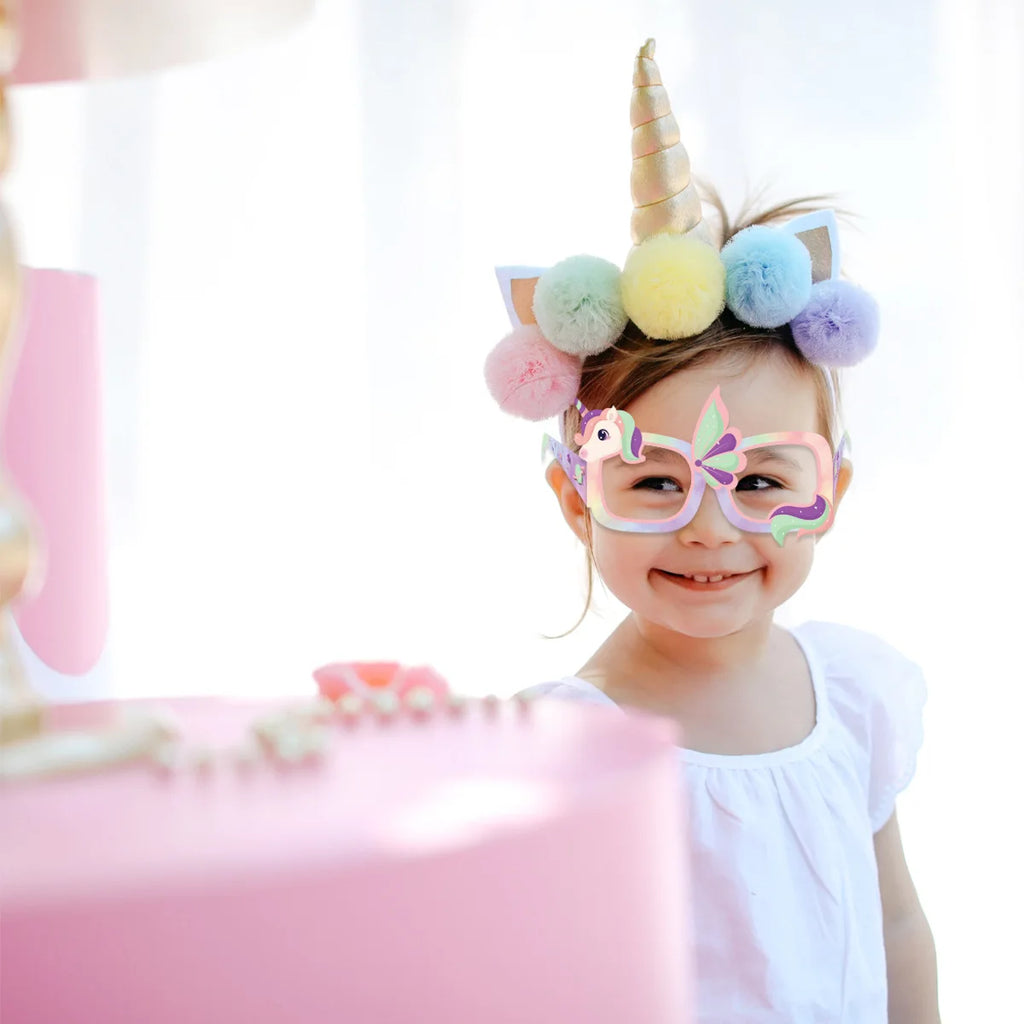 8/16Pcs Rainbow Unicorn Paper Glasses Frame Unicorn Themed Party Party Photo Prop Birthday Party Decoration Baby Shower Gift