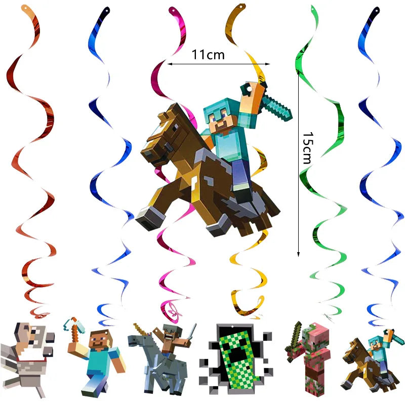 Miner Crafting Pixel Video Game Party Decor Disposable Tableware Backdrop For Kids Party Supplies Cup Plate Banner Toy Gifts