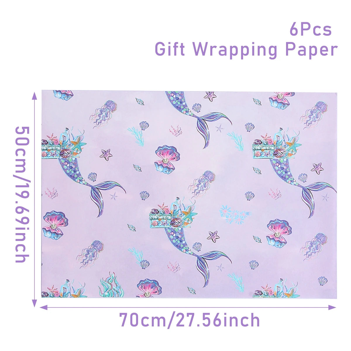 Mermaid DIY Gift Wrapping Paper Mermaid Theme Birthday Party Decor Kids Girl Baby Shower Wedding Party Gift Decor Supplies