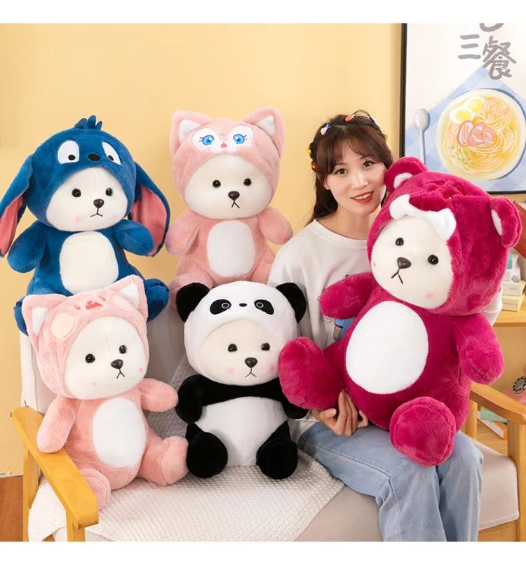 50cm Stitch Transforms Cute Bear Doll Stitch Teddy Bear Plush Toys Strawberry Bear Valentine's Day Gift for Girls