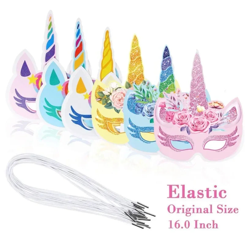 6PCS/12PCS Unicorn Masks Toy Girls Rainbow Unicorn Party Masks Kids Birthday Party Favors Supplies