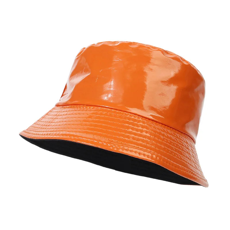 2023 Fashion Bucket Hat Women Girls Leather Solid Panama Caps Men Hiking Hat Fishing Cap Foldable Hip-Hop Street Waterproof Hat