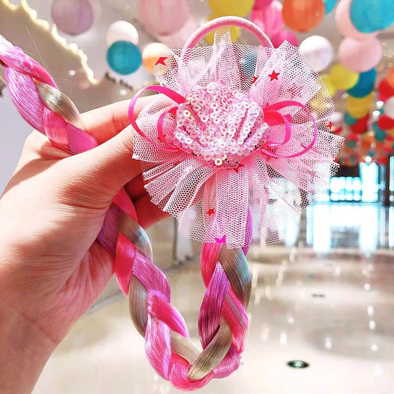 Princess Braid Unicorn Rainbow Hairpiece Cosplay Braided Wigs for Elsa Dress Up Set for Toddler Girls Party Wedding Birthday