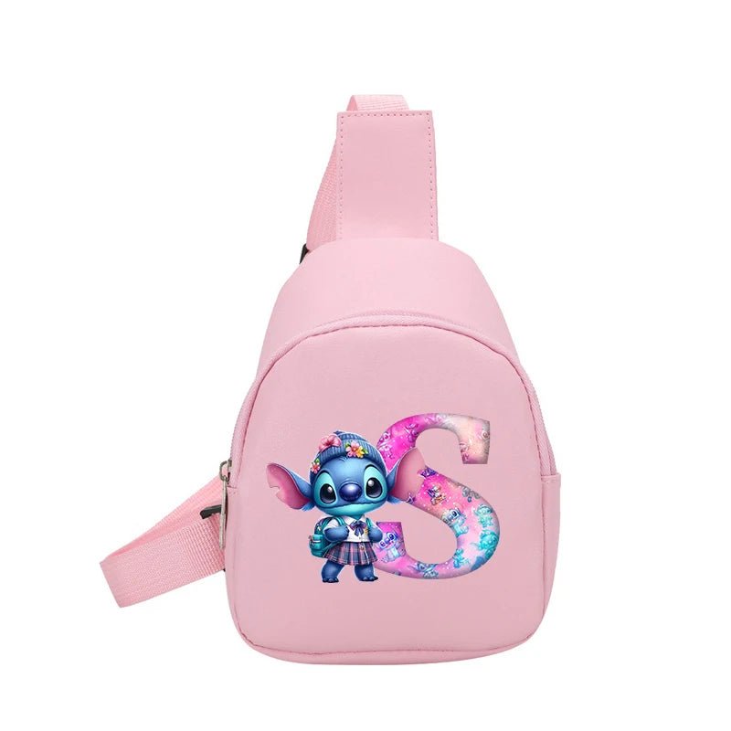 Cartoon Lilo&stitch Pu Chest Bag Mini Outdoor ShoulderBag Boy Girl Satchel Bags Costume Accessories Students Crossbady Bag Purse