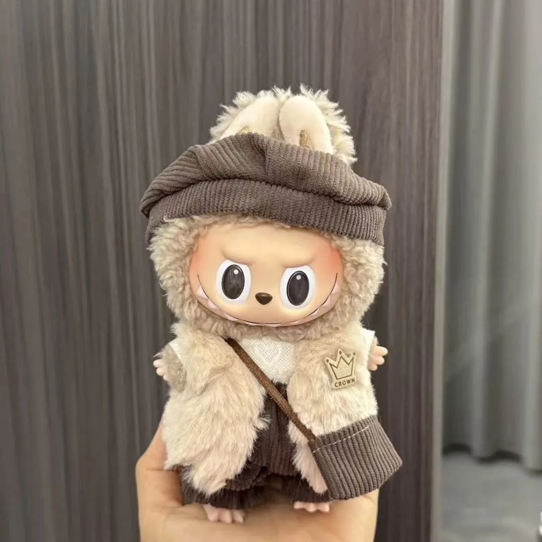 For Labubu Sitting Party Series  Classic Dress Grid Style Small Fragrance For Labubu v1 v2 Kid Gift Labubu Clothes Design style
