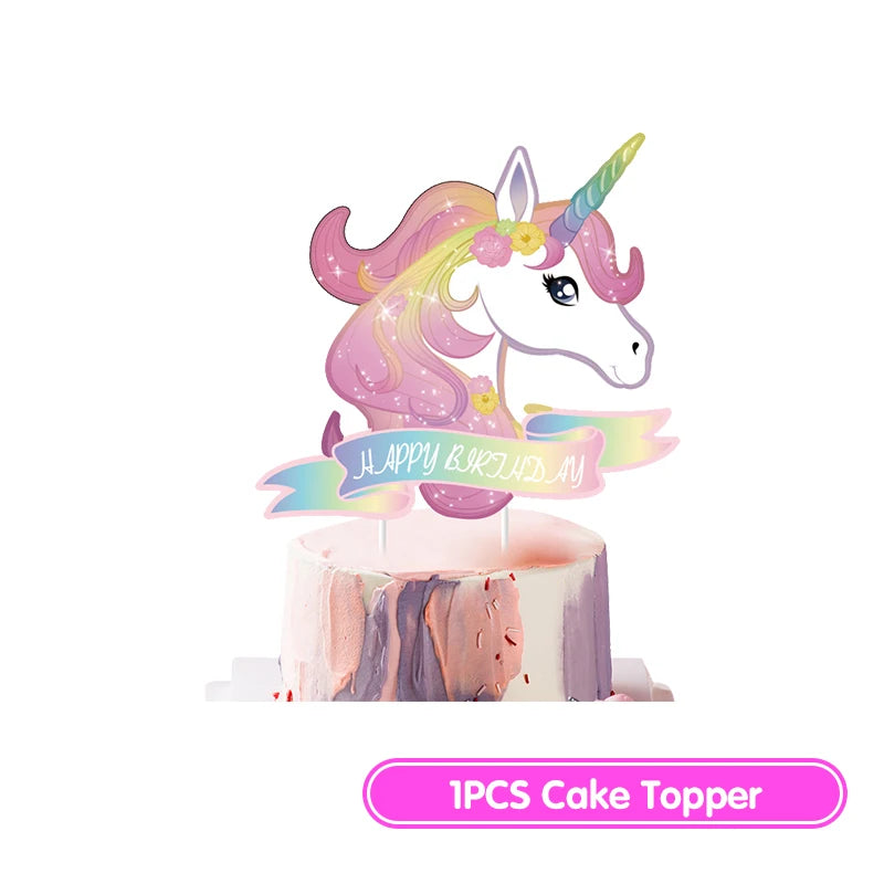 Unicorn Birthday Decoration Face Mask Gift Bags Tablecloth Unicorn Happy Birthday Balloons Candy Box Kids Birthday Party Favors