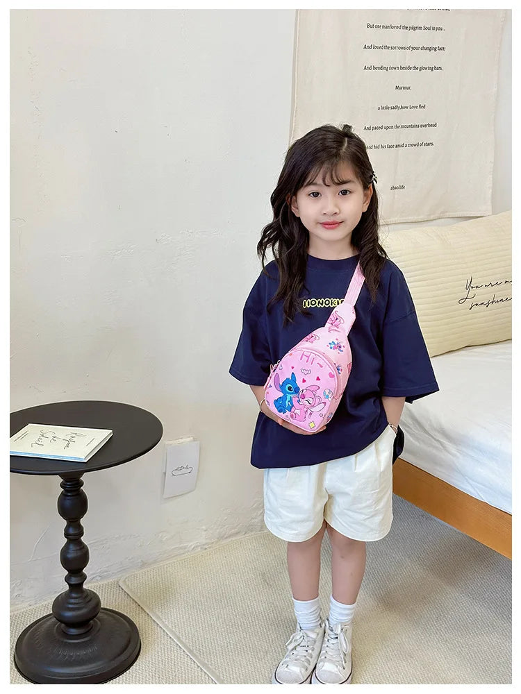 Stitch Anime Shoulder Bags Kawaii Fashion Chest Bag Travel Satchel Casual Portable Totes Backpacks Birthday Gifts For Boys Girls