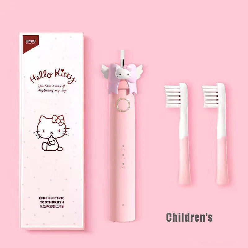 Kawaii Sanrio HelloKitty Electric Toothbrush Cute Anime Soft Hair Travel Portable Fiber Toothbrush Girl Oral Care Cleaning Brush