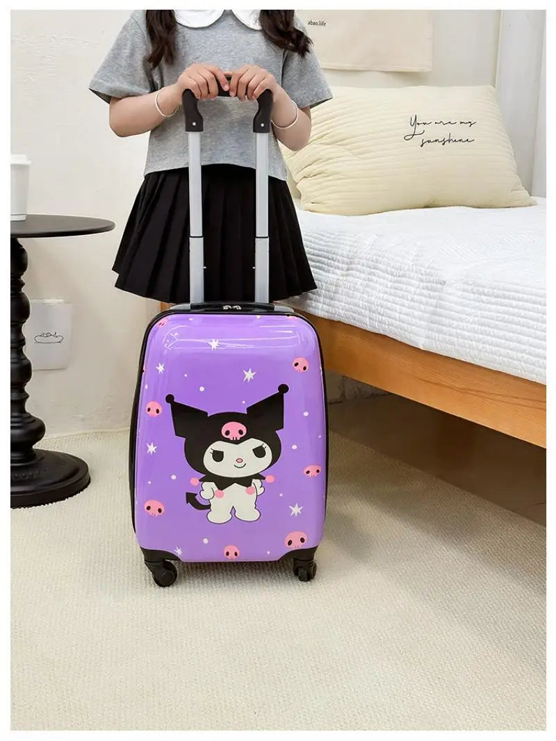New 18-Inch Suitcase Kawaii Kuromi Kids Trolley Case Student Cartoon Luggage Girls Travel Portable Boarding Case Kids Toys Gift