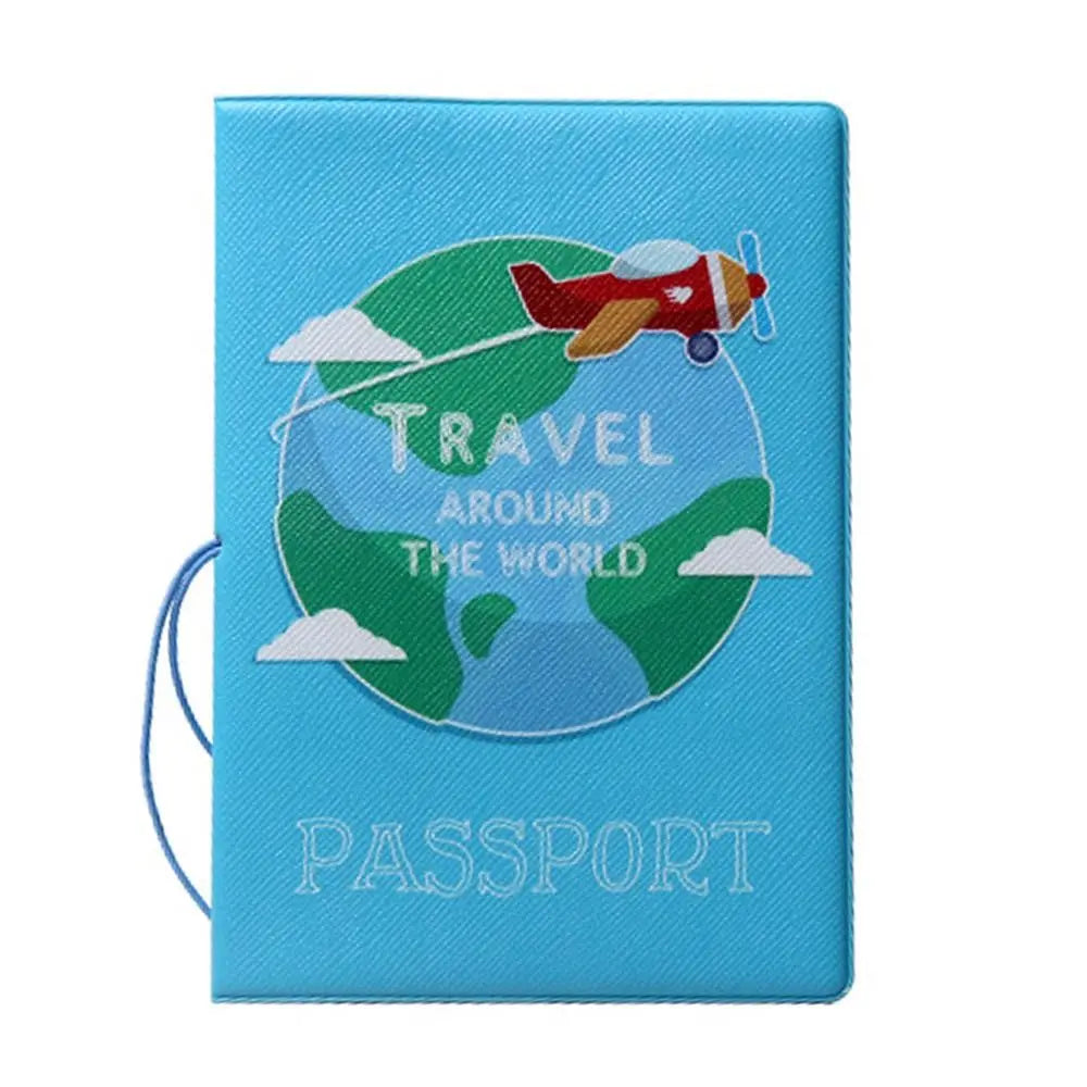 Gift Cartoon Girl Passport Cover PU Waterproof Certificate Protective Sheath Card Holder Multi-function ID Card Holder Unisex