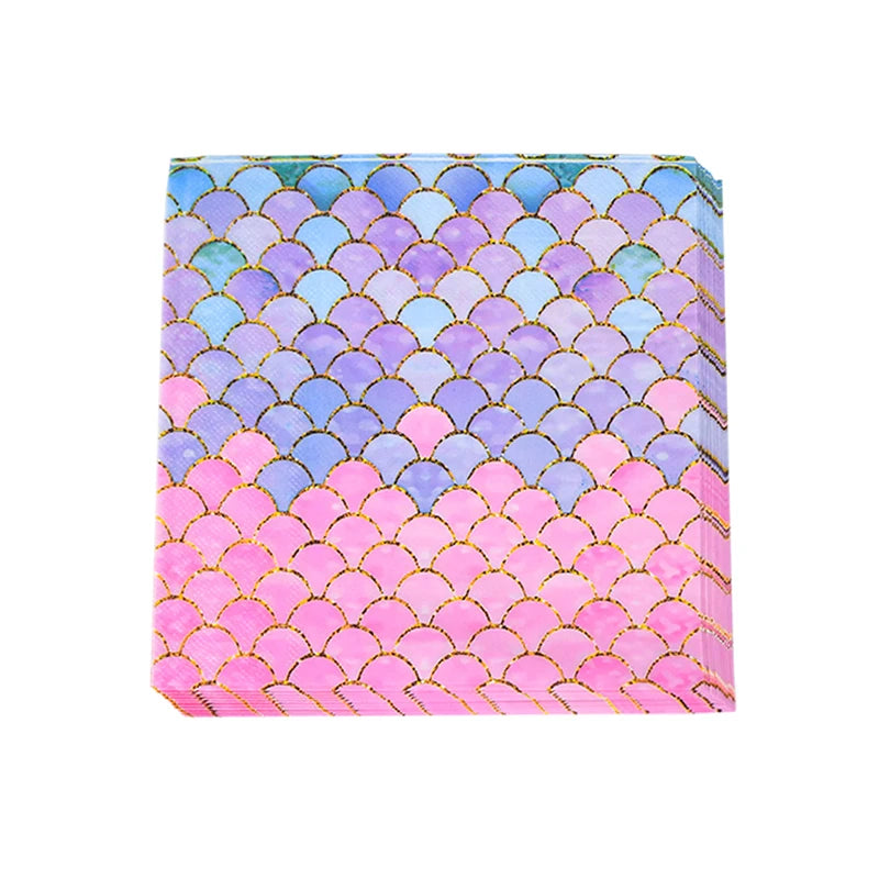 Mermaid Disposable Tableware Set Little Mermaid Paper Plates Cup Tablecloth Kids Girl Mermaid Birthday Party Decoration Supplies