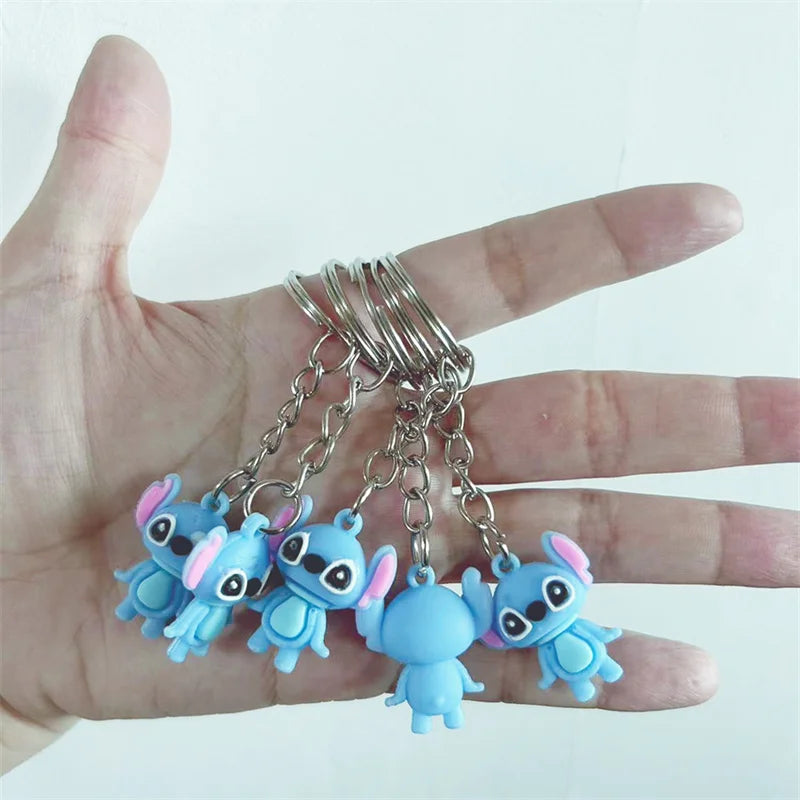 10Pcs/Lot Cartoon Cute Disnesy Stitch Mini Keychain Kawaii Doll Keyring Fashion Bag Cute Ornament Pandent for Girls Gifts Toys