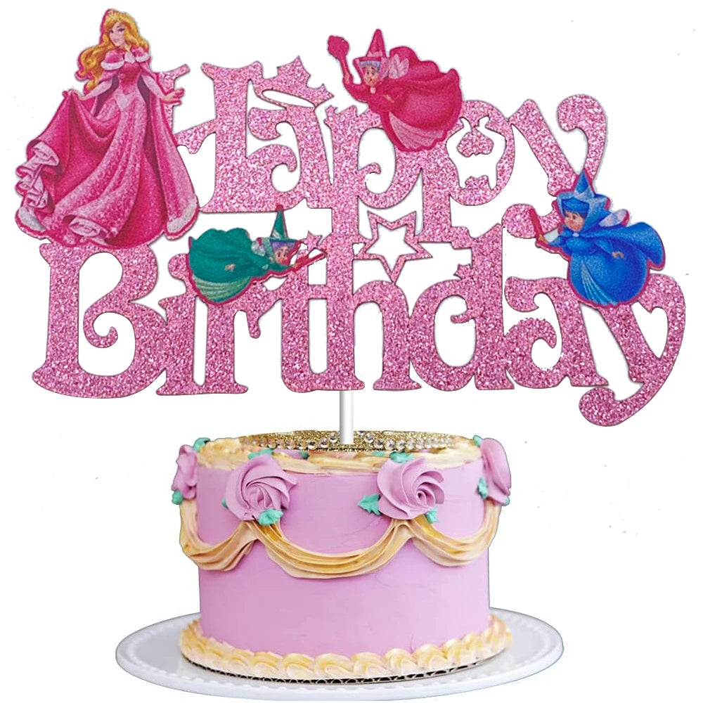 MINISO Lilo & Stitch Six Princess Acrylic Cake Topper Children Birthday Party Supplies Cake Flag Baby Shower Baking DIY Supplies