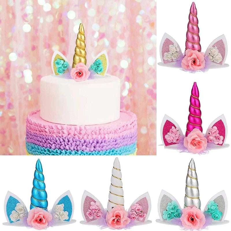 Rainbow Cake Toppers Baby Shower Girl 1st Birthday Party DIY Decoration Kid Cupcake Wrapper Wedding Unicorn Theme Party Supplies