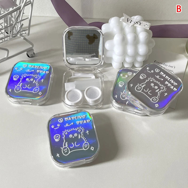 1pcs Cute Mini Contact Lenses Case Kit For Girls Travel Portable Contact Lens Box Contact Lens Storage Container