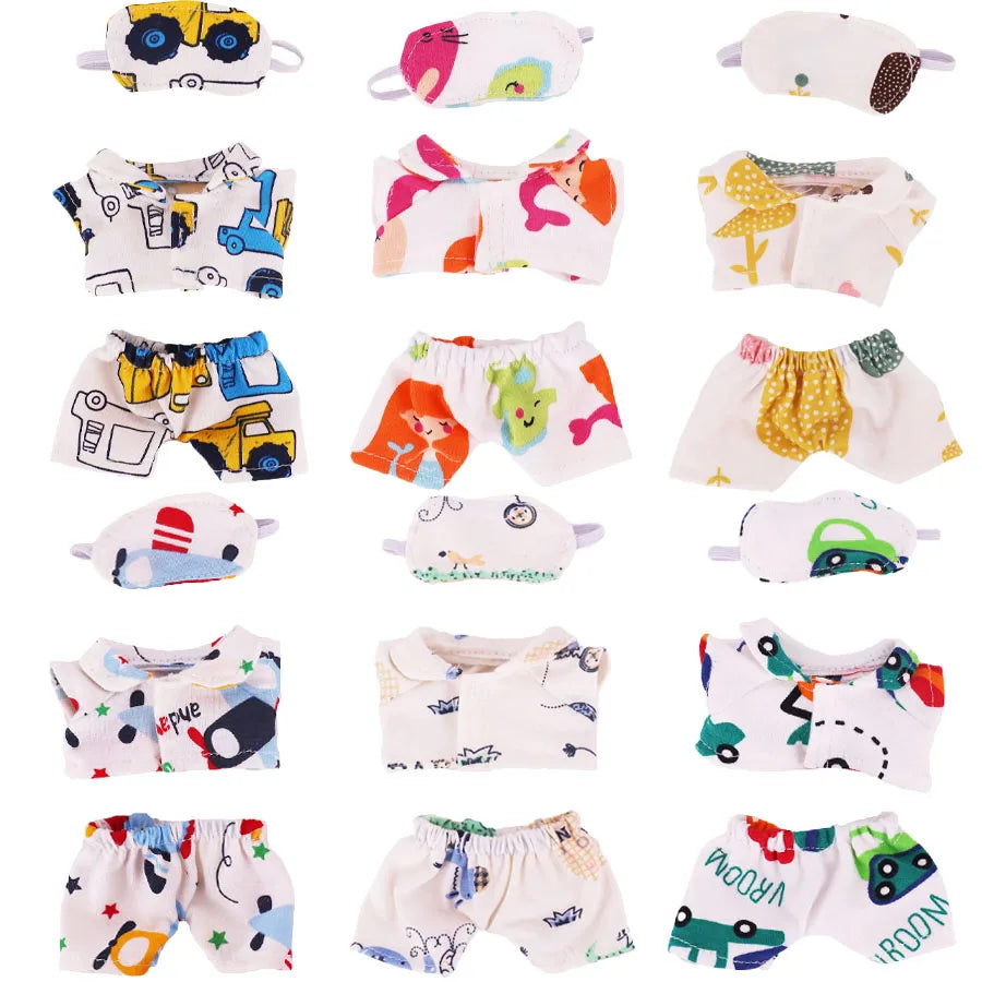 17cm Mini Doll's Accessories Set For Labubu Doll Pop 3Pcs/Set Bed+Quilt+Pillow Pajamas Sleeping Bag Dollhouse Gift,Girl's Toys