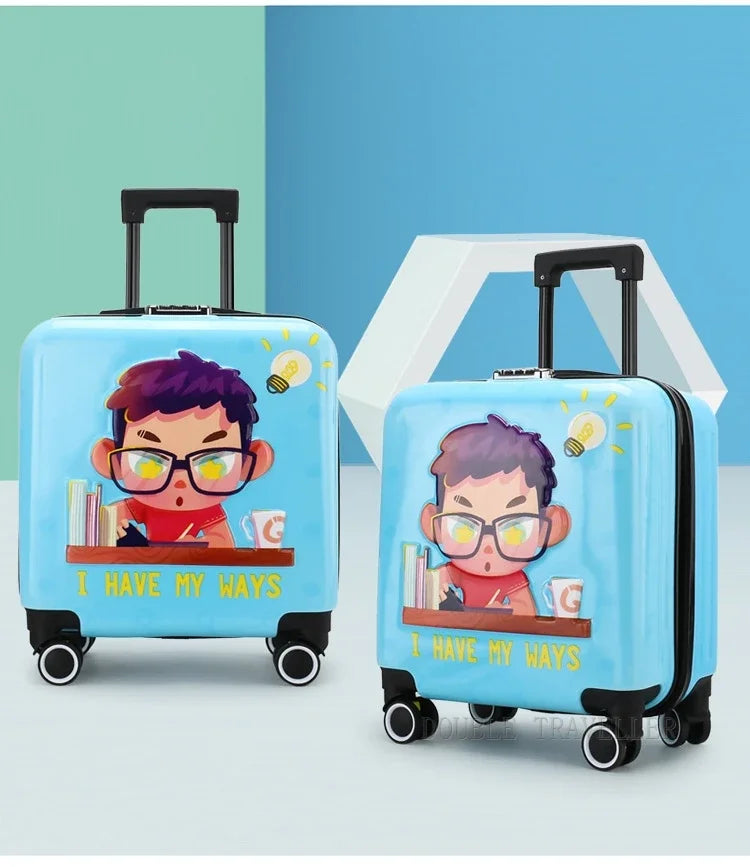 New cartoon kids travel suitcase on wheels,carry on cabin trolley luggage bag,girls rolling luggage case,children gift,suitcase