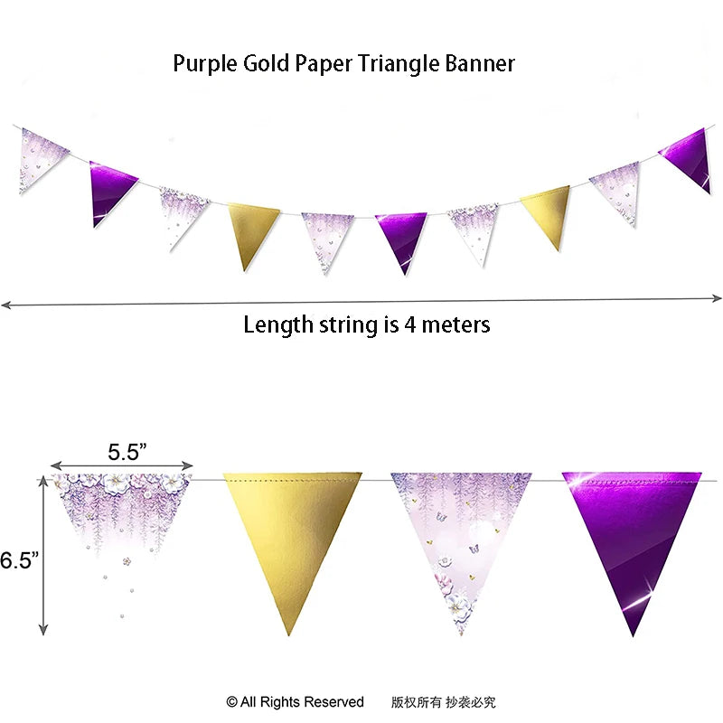 Purple Happy Birthday Banner Party Decorations Purple White Balloons Garlands Lavender Mermaid Birthday Themed Party Streamers