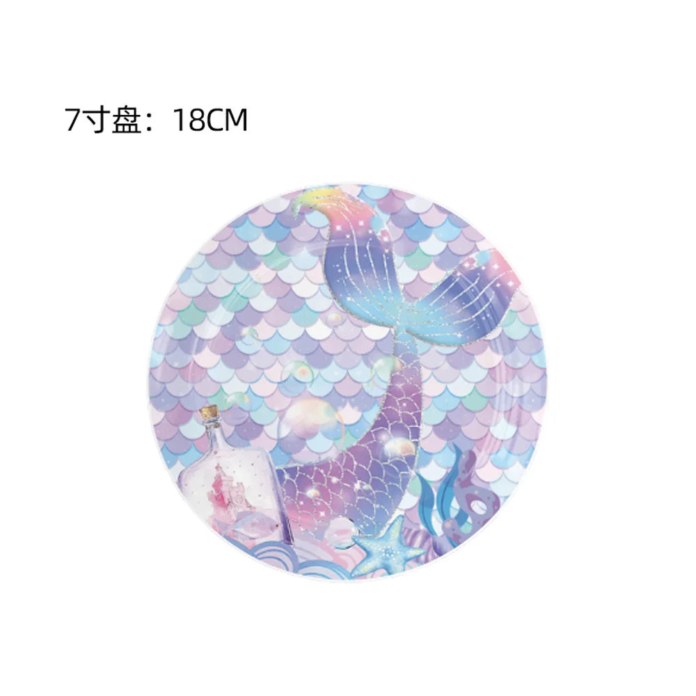Mermaid Princes Birthday Party Decorations Disposable Tableware Gif Bag Foil Balloon Backdrop Decor Baby Shower Party Supplies