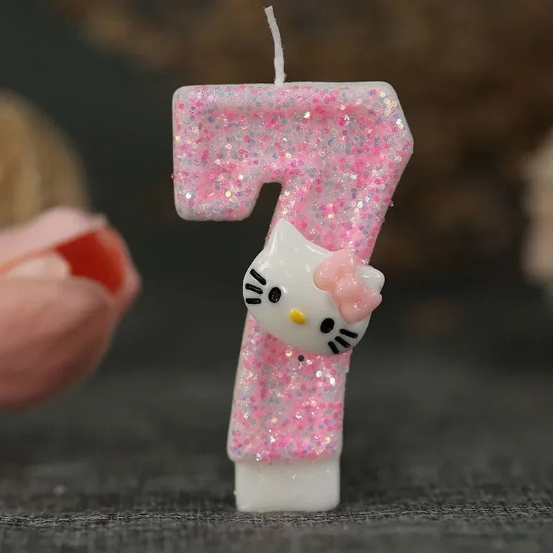 Kawaii Hello Kitty Number Birthday Candle Sanrio Kitty Cat Digital Candles Birthday Cake Decoration Anniversary Party Candles