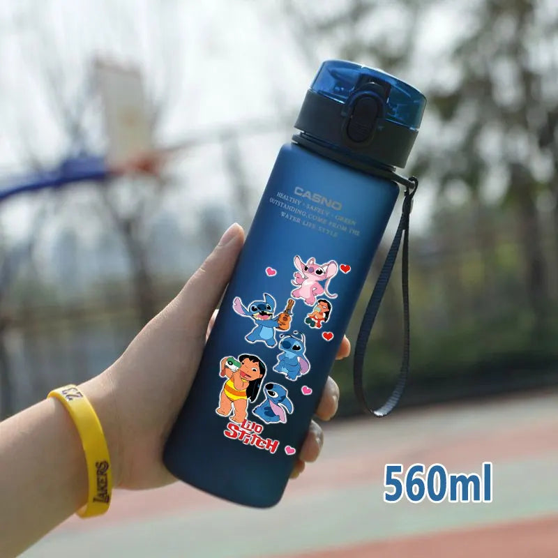 Lilo&Stitch 560/600/400ML Water Cup Children Portable Plastic Transparent Straw Stitch Outdoor Large Capacity Sport Water Bottle