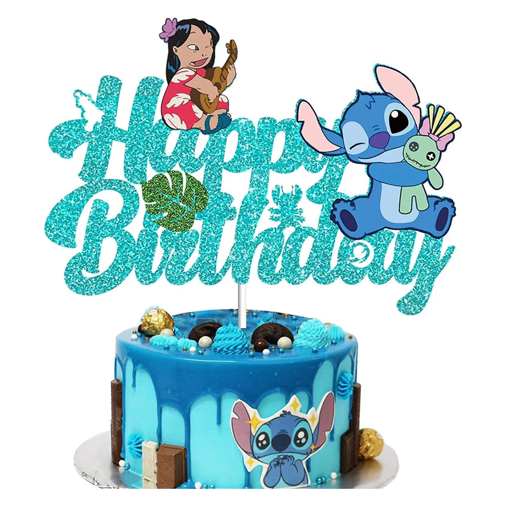 MINISO Lilo & Stitch Six Princess Acrylic Cake Topper Children Birthday Party Supplies Cake Flag Baby Shower Baking DIY Supplies
