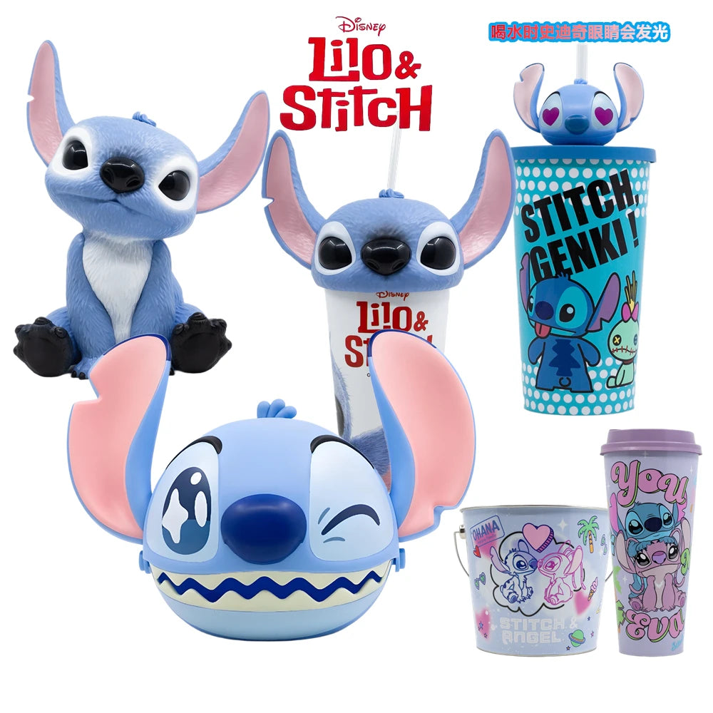 "Authentic In-Stock Stitch (Lilo & Stitch) Merchandise - Collectible Cup Series: Novelty Straw Cup & Popcorn Bucket"
